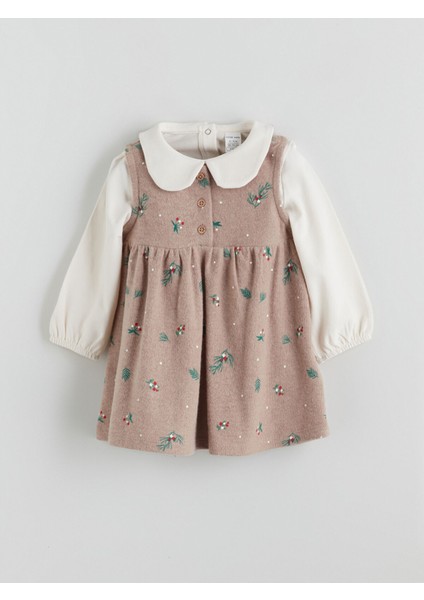 Yeni Sezon Bebe Yaka Kız Bebek Bluz ve Elbise 2'li