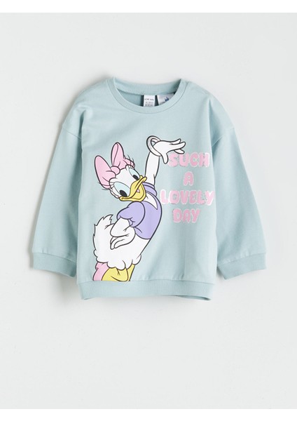 Yeni Sezon Bisiklet Yaka Uzun Kollu Daisy Duck Baskılı Kız Bebek Sweatshirt ve Tayt 2'li fiyatları