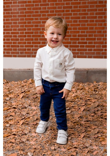 Beyaz Erkek Bebek Gömlek Body