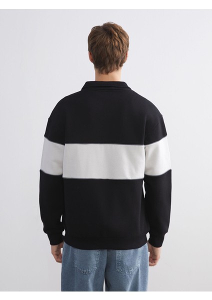 Yeni Sezon Dik Yaka Renk Bloklu Erkek Sweatshirt fırsatları