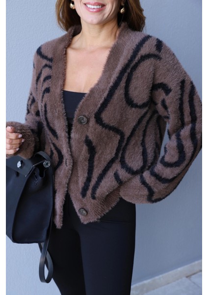 Kahve Desenli Hırka modelleri