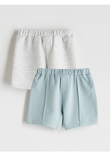 Yeni Sezon Beli Lastikli Erkek Bebek Şort 2'li