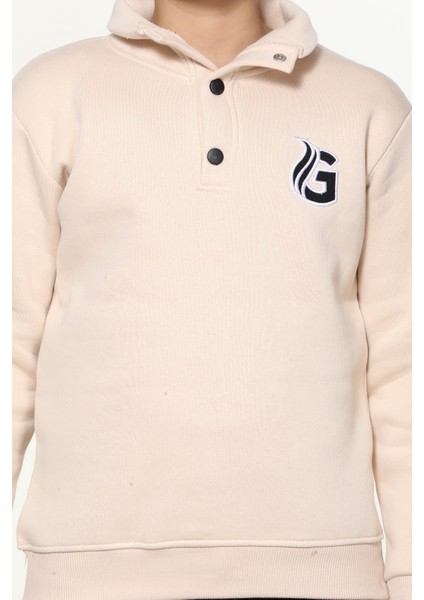 Üç Iplik Erkek Çocuk Sweatshirt-Düğmeli Yaka Detaylı fiyatları