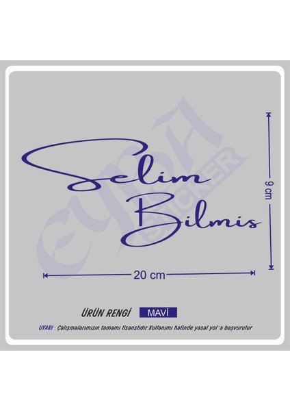 Size Özel Isim Imzası 1 Adet 20X9 cm Ön Cam Yazı Ad Soyad Imza Etiket- Oto Sticker -Mesaj Atıınız-