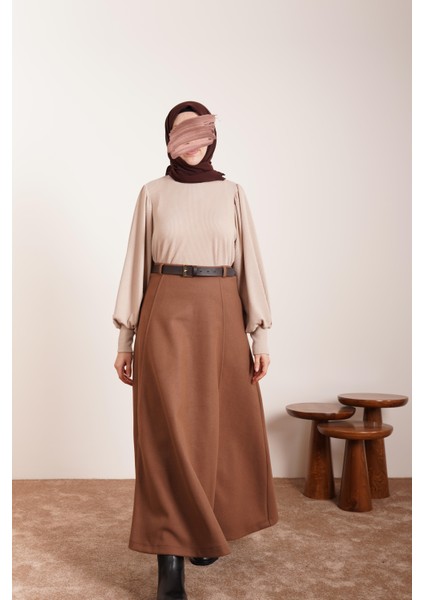 Kloş Kaşe Etek - Kahve