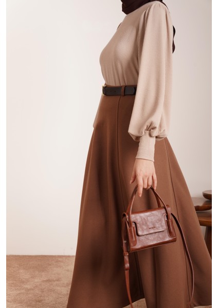 Kloş Kaşe Etek - Kahve indirimleri