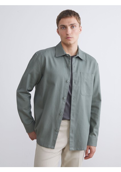 Yeni Sezon Regular Fit Uzun Kollu Gabardin Erkek Gömlek Ceket