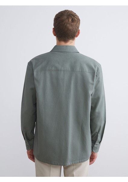 Yeni Sezon Regular Fit Uzun Kollu Gabardin Erkek Gömlek Ceket fırsatları