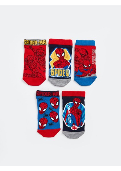 Yeni Sezon Spider-Man Baskılı Erkek Çocuk Patik Çorap 5'li