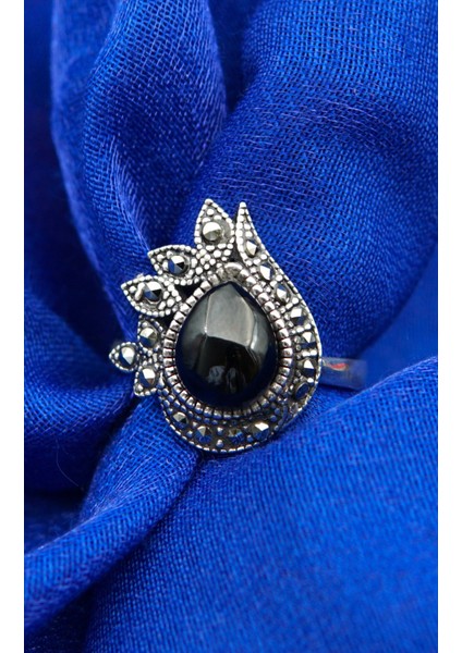 925 Ayar Kadın Gümüş Oltu Taşı Yüzük SY00065 modelleri