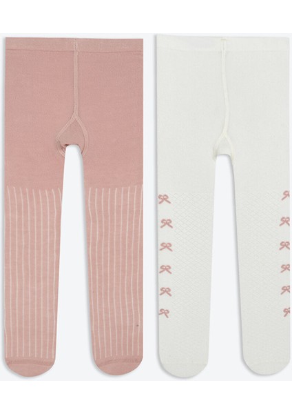 Yeni Sezon Baskılı Kız Bebek Külotlu Çorap 2'li