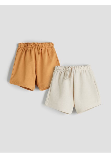 Yeni Sezon Beli Lastikli Erkek Bebek Şort 2'li