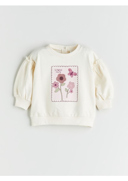 Yeni Sezon Çiçekli Kız Bebek Sweatshirt ve Tayt 2'li fiyatları