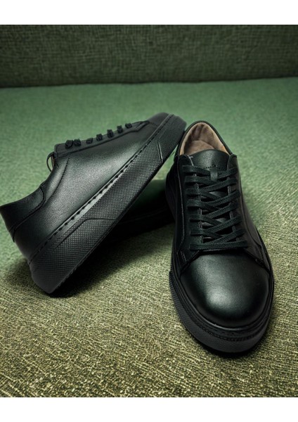 Erkek %100 Deri Esnek Taban Bağcıklı Casual Ayakkabı Sneaker
