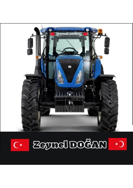 Bayraklı Özel Isim Traktör Cam Yazı Sticker Case Tümosan Massey Erkunt