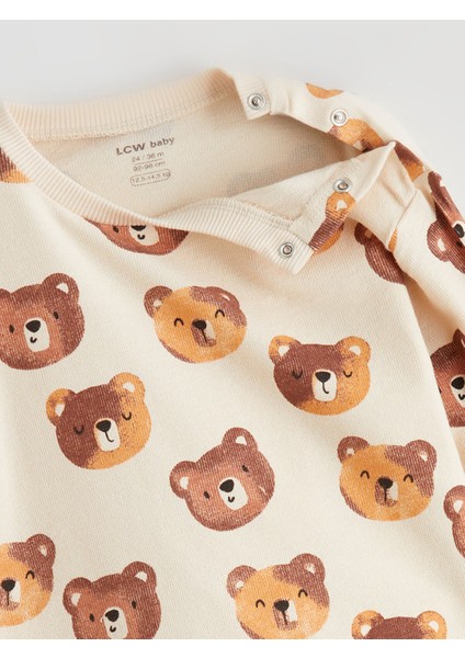 Yeni Sezon Ayıcık Baskılı Erkek Bebek Sweatshirt ve Eşofman Altı fırsatları