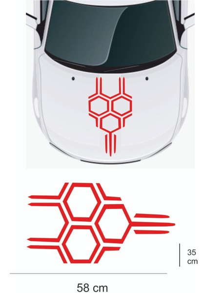 Sticker 58X35 cm - Bal Peteği Kaput Oto Sticker - Araba Çıkartma