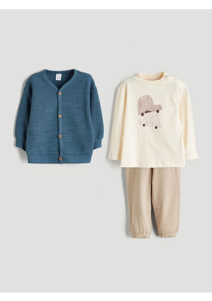 Yeni Sezon Bisiklet Yaka Baskılı Erkek Bebek 3'lü Takım