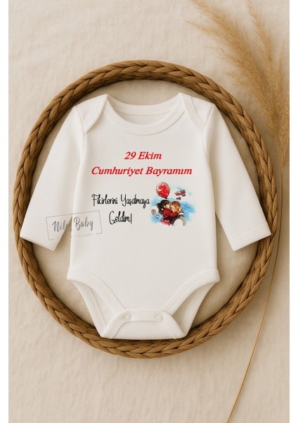 Atatürk Temalı 29 Ekim Cumhuriyet Bayramı Yazılı Uzun Kol Zıbın