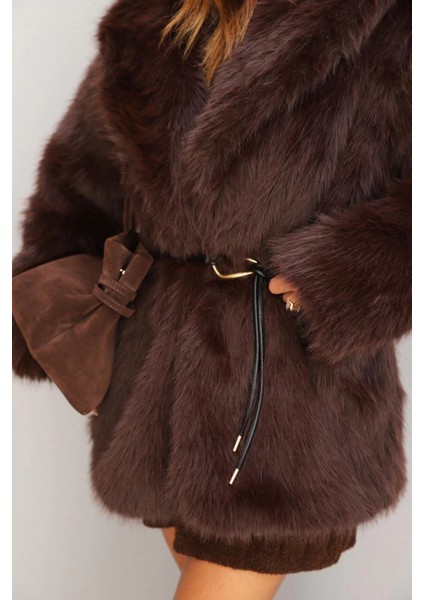 Acı Kahverengi Kemer Detay Kürk fiyatları