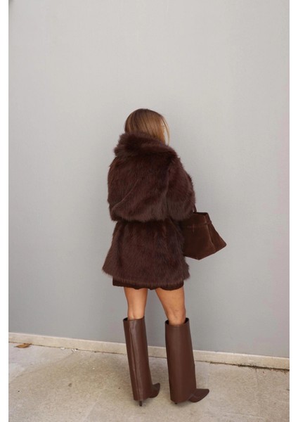 Acı Kahverengi Kemer Detay Kürk modelleri