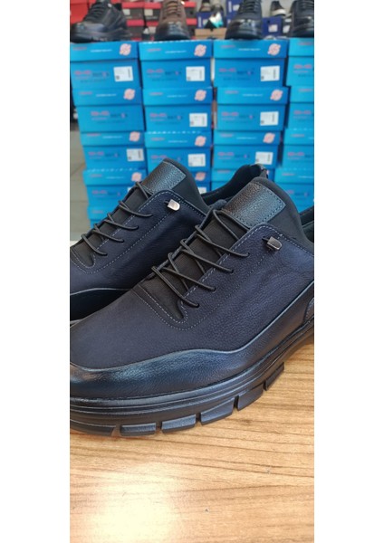 Erkek B505K Deri Kauçuk Kaydırmaz Tabanlı Sonbahar Kış Ilkbahar Siyah Outdoor Ayakkabı