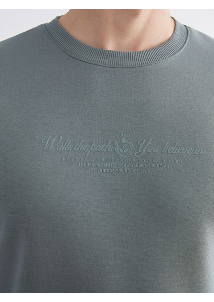Yeni Sezon Bisiklet Yaka Baskılı Erkek Sweatshirt modelleri
