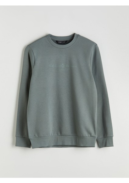 Yeni Sezon Bisiklet Yaka Baskılı Erkek Sweatshirt indirimleri
