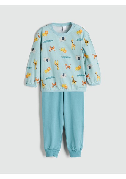 Yeni Sezon Bisiklet Yaka Erkek Bebek Sweatshirt ve Eşofman Alt 2'li