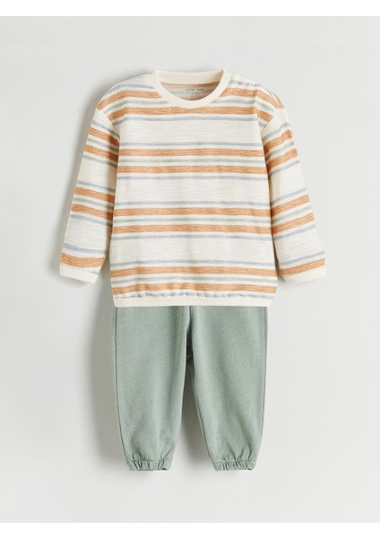 Yeni Sezon Bisiklet Yaka Erkek Bebek Sweatshirt ve Eşofman Alt 2'li