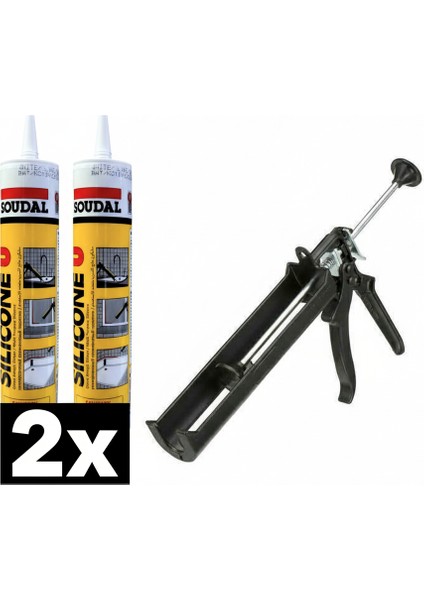 2x Soğuk Silikon 280 gr Beyaz + Silikon Tabancası