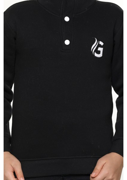 Üç Iplik Erkek Çocuk Sweatshirt-Düğmeli Yaka Detaylı fiyatları