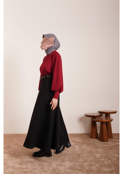 Kloş Kaşe Etek - Siyah