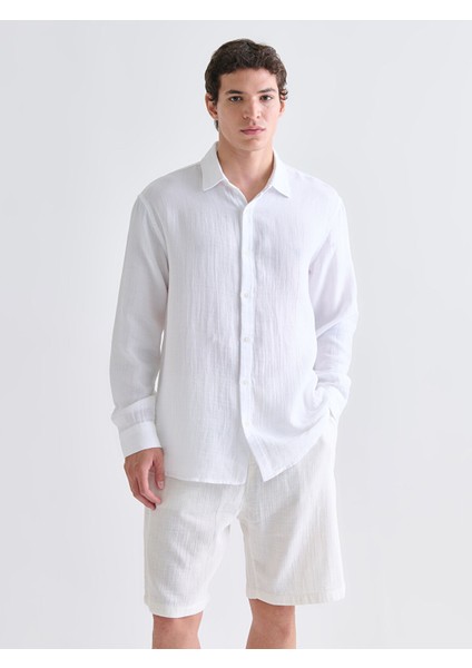 Yeni Sezon Regular Fit Uzun Kollu Müslin Erkek Gömlek