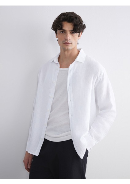 Yeni Sezon Regular Fit Uzun Kollu Müslin Erkek Gömlek fiyatları