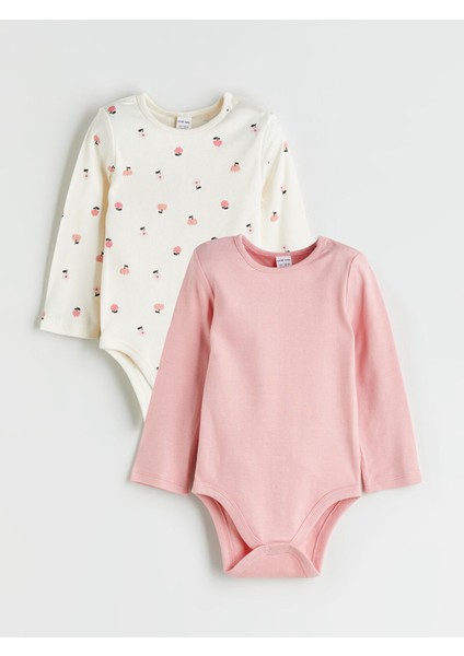 Yeni Sezon Baskılı Kız Uzun Kollu Bebek Çıtçıtlı Body 2'li