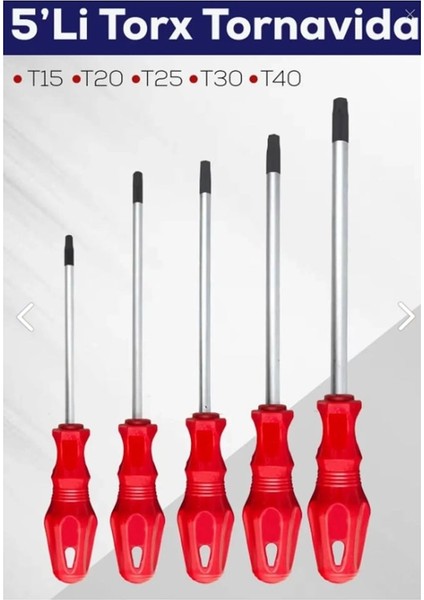C45 Torx Uçlu Tornavida Takımı 5 Parça fiyatları