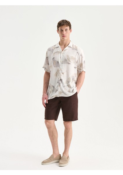 Yeni Sezon Regular Fit Kısa Kollu Desenli Viskon Erkek Gömlek fiyatları