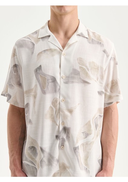 Yeni Sezon Regular Fit Kısa Kollu Desenli Viskon Erkek Gömlek modelleri