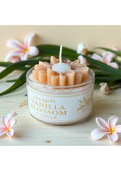 Cacagift Vanilla Blossom ( Vanilya Çiçeği) Kokulu Mum – Yumuşak Vanilya Aromalı Dekoratif Mum 1 Adet