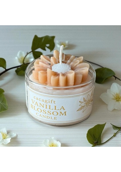 Cacagift Vanilla Blossom ( Vanilya Çiçeği) Kokulu Mum – Yumuşak Vanilya Aromalı Dekoratif Mum 1 Adet