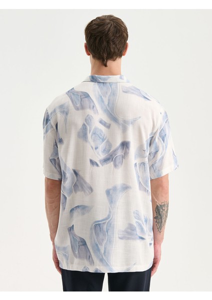Yeni Sezon Regular Fit Kısa Kollu Desenli Viskon Erkek Gömlek fırsatları