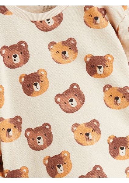 Yeni Sezon Ayıcık Baskılı Erkek Bebek Sweatshirt ve Eşofman Altı modelleri