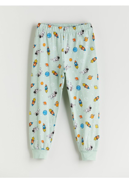 Yeni Sezon Beli Lastikli Baskılı Erkek Çocuk Pijama Alt