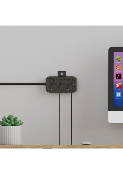 Isı Dayanıklı Duvar Askılı Telefon Tutucu 3'lü Priz 2xusb 2xtype-C Çıkış Anahtarlı Priz Uzatma Kablo indirimleri
