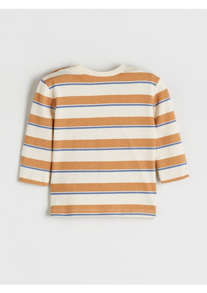 Yeni Sezon Bisiklet Yaka Uzun Kollu Çizgili Erkek Bebek Tişört ve Eşofman Altı 2'li modelleri