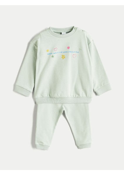 Yeni Sezon Kız Bebek Sweatshirt ve Eşofman Altı 2'li