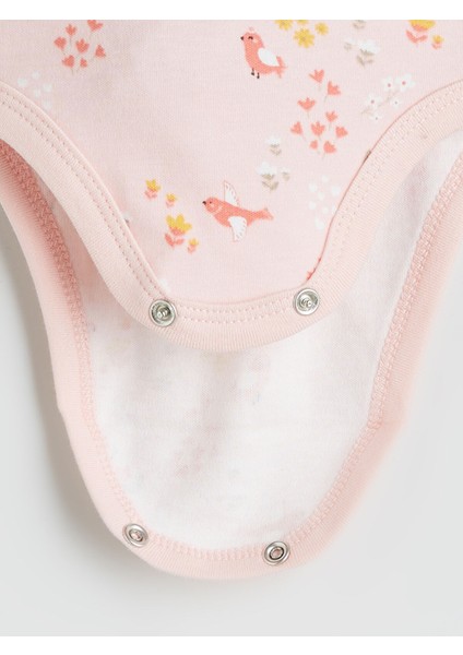 Yeni Sezon Bisiklet Yaka Kısa Kollu Kız Bebek Çıtçıtlı Body 3'lü fırsatları