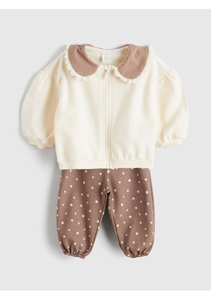 Yeni Sezon Bebe Yaka Kız Bebek Hırka ve Pantolon
