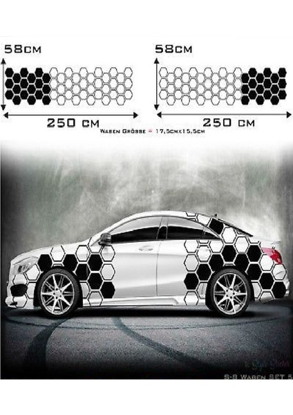 Eyba Oto Yan Ön ve Arka Sticker Çamurluk Kaplama Petek Sticker - Araç Kaplama Sport